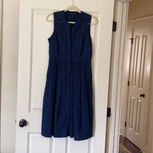 JCrew navy eyelet dress.  Full skirt